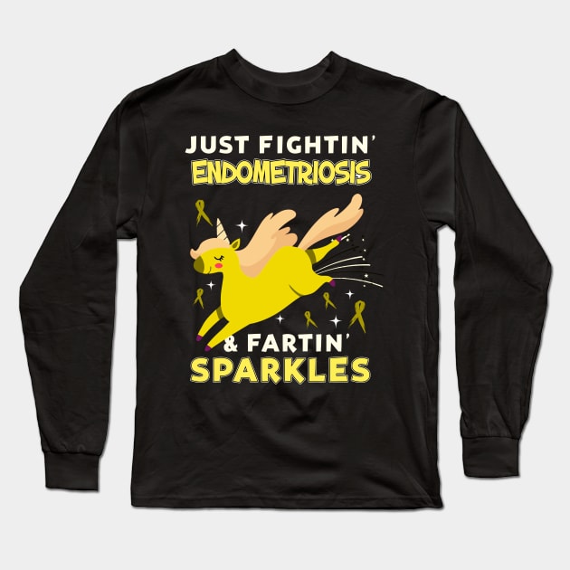 endometriosis funny unicorn farting sparkles Long Sleeve T-Shirt by TeesCircle